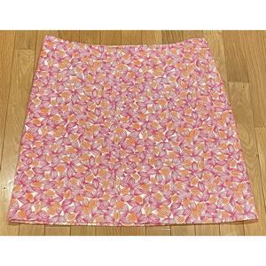 Talbots PInk White Floral Skirt Lined Size 12 Straight NWOT!